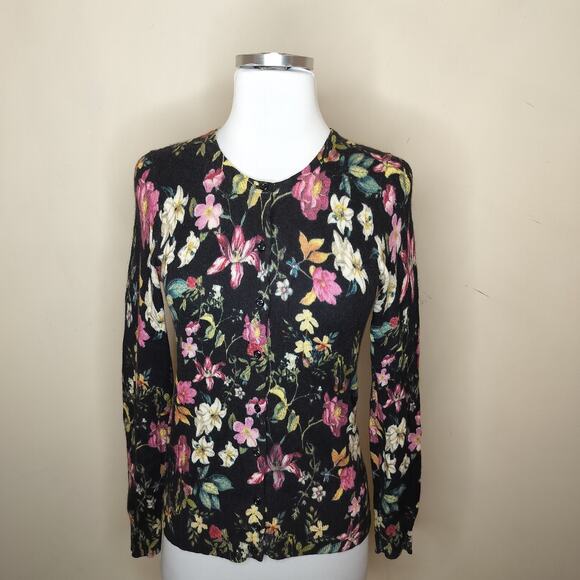 Charter Club Floral Cashmere Cardigan Sweater - Picture 1 of 8